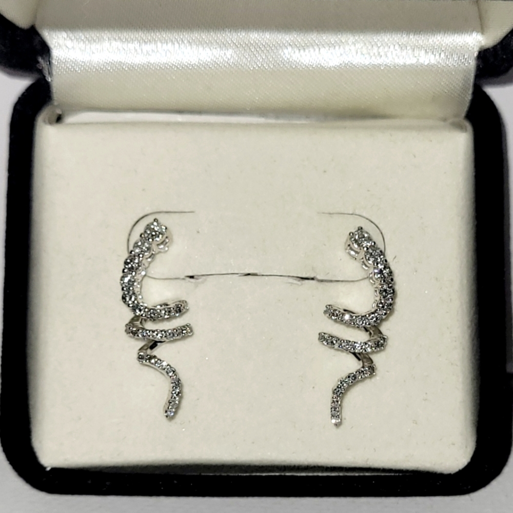 14k white gold 1/2 carat twisted diamond earrings